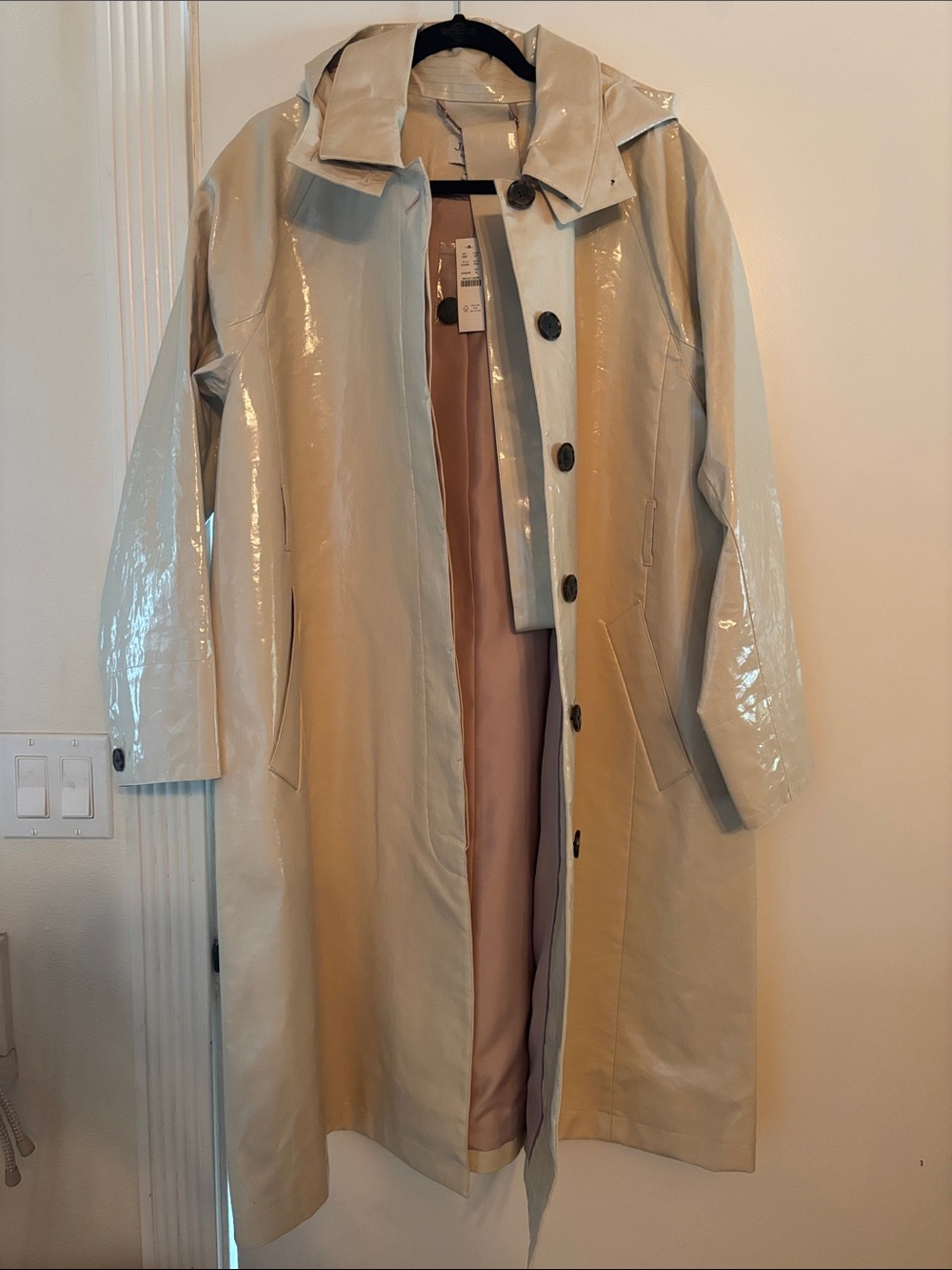 NWT J. Crew Collection Laminated Linen sz XL Coat with Belt - Picture 2 of 2